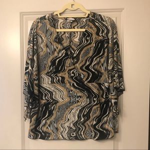 3X Y2K psychedelic mesh flutter sleeve top